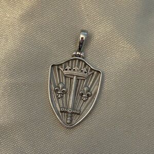 Awe Inspired Coat of Arms Shield Pendant in Sterling Silver